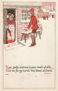 Bread & Milk For Silk Old Carol Christmas Vintage Comic Postcard