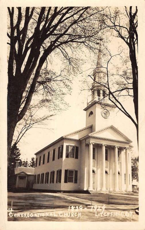 Litchfield Connecticut Congregational Church Real Photo Antique Postcard K61451