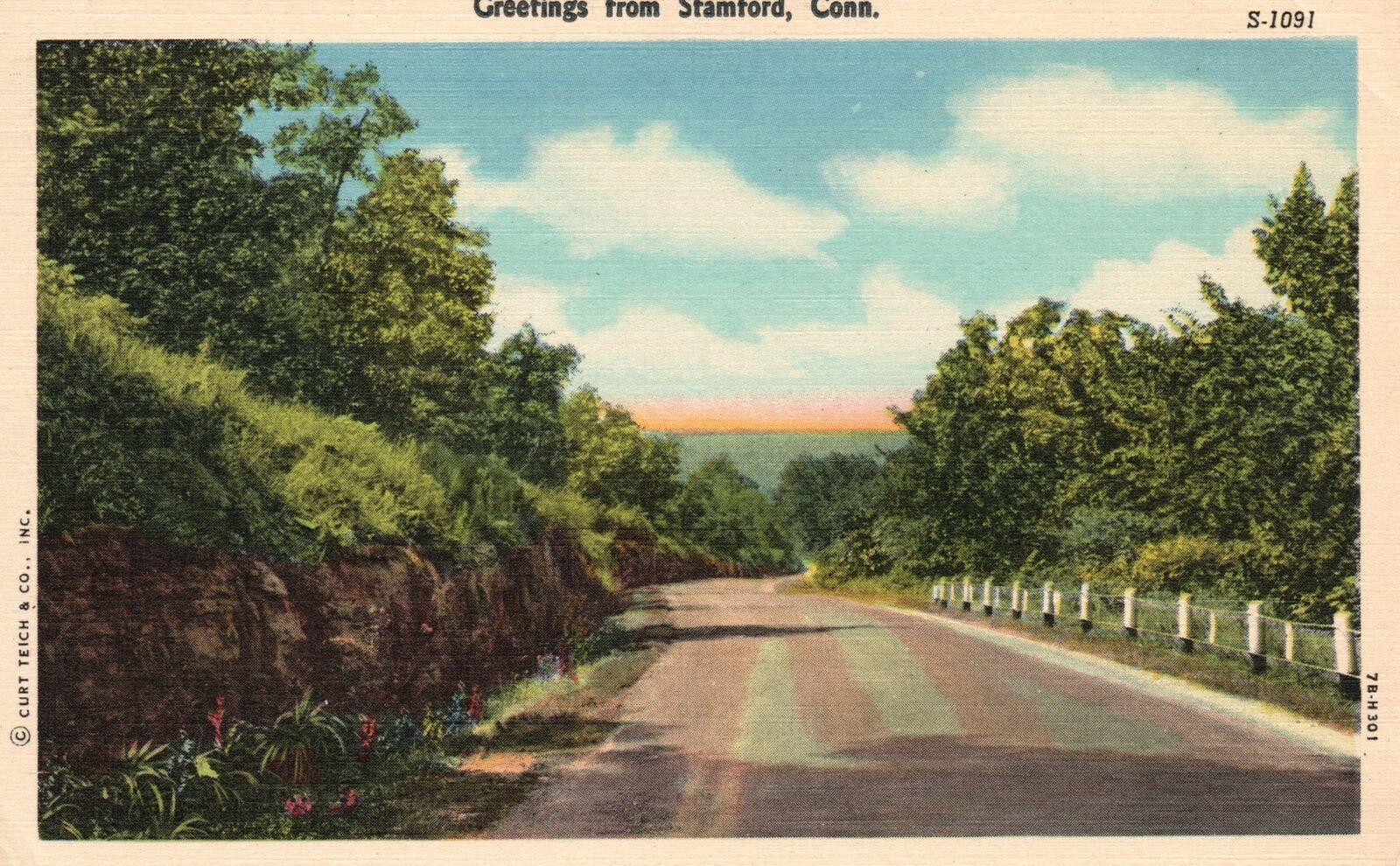 Vintage Postcard 1920's Greetings From Stamford Connecticut Curt Teich