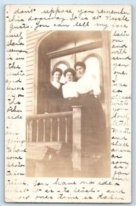 Welland Ontario Canada Postcard Photo of Three Women 1909 Posted RPPC Photo