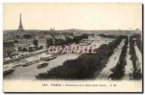 Paris Old Postcard Panorama of the Seine Eiffel Tower