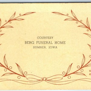 c1920s Sumner, Iowa Berg Funeral Home Blotter Trade Card Advertising IA Vtg C49