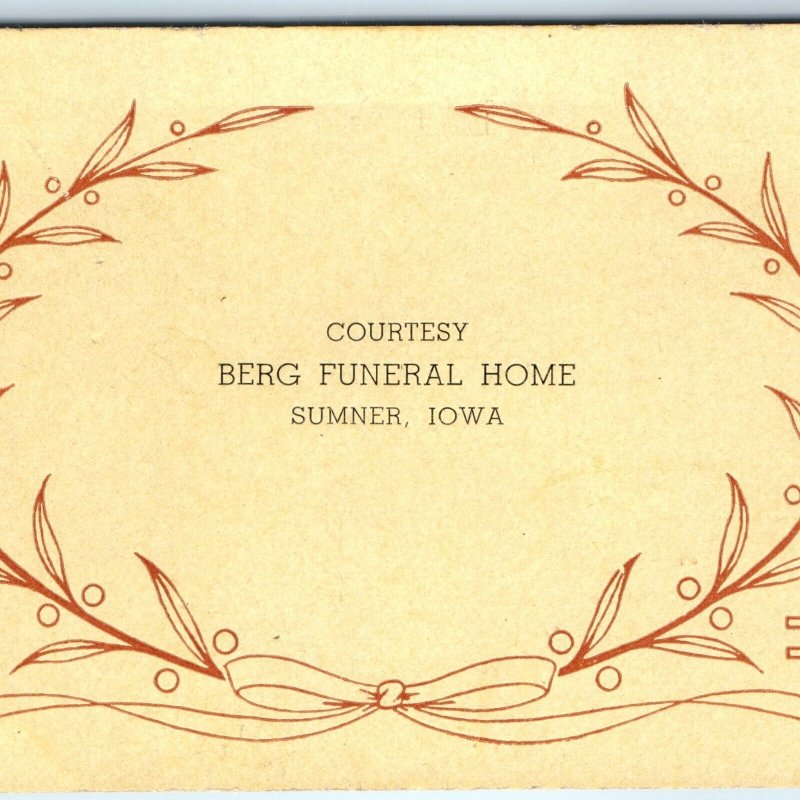 c1920s Sumner, Iowa Berg Funeral Home Blotter Trade Card Advertising IA Vtg C49