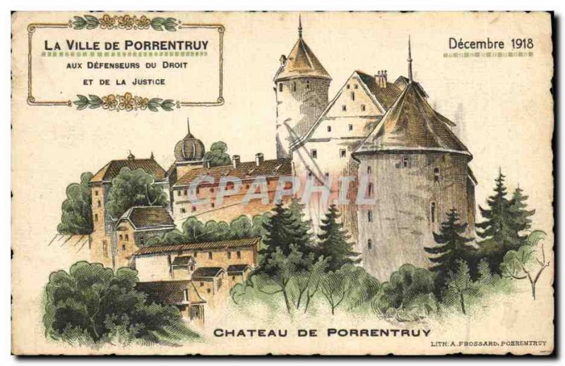 Old Postcard Chateau City Porrentruy