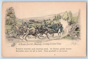 Postcard A Border Pursuit Runaways Nearing Gretna Green Horse Carriage c1910's