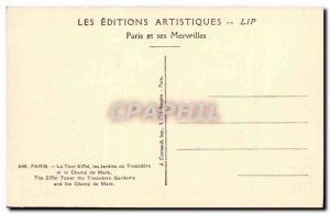 Old Postcard Paris Eiffel Tower Gardens