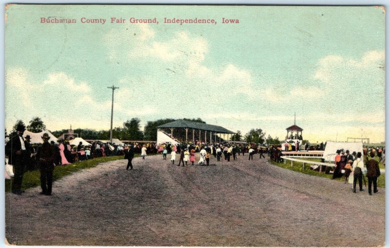 c1910s Independence, Iowa Buchanan County Fair Grounds Crowd Tent Postcard A119