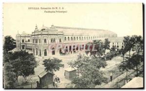 Old Postcard Sevilla Estaction M Z Fachada Principal