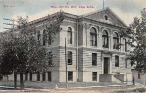 Red Oak Iowa High School Exterior Street View Antique Postcard K24459