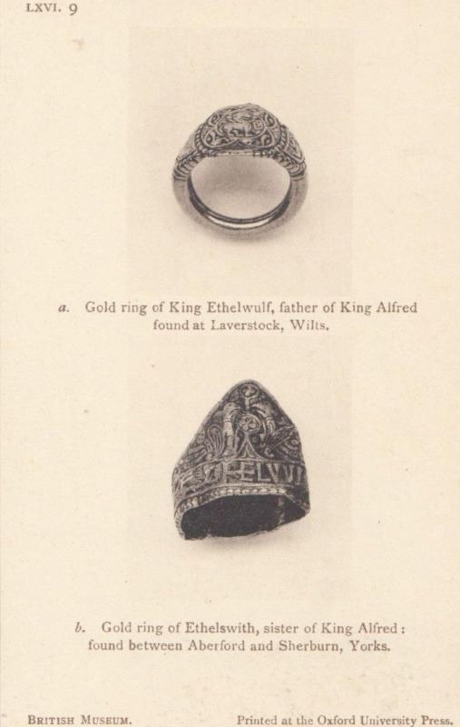 King Ethelwulf Ethelswith Alfred Ring Jewellery Sherburn Yorkshire Old Postcard