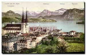 Old Postcard Luzern und die Alpen