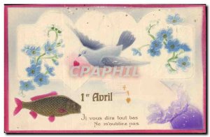 Old Postcard Fantasy Flowers Poisson Dove Hand