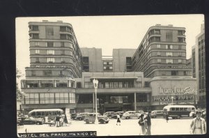 RPPC MEXICO CITY MEXICO HOTEL DEL PRADO OLD CARS BUS REAL PHOTO POSTCARD