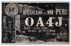 c1905 Magdalena Del Mar Peru Ham Radio Contest Lima Peru Posted Postcard