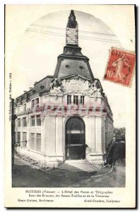 Old Postcard Poitiers Vienne Hotek the Post and Telegraphs Streets Scots Trei...