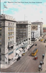 Broadway East From Third Street San Diego California Vintage Postcard C103