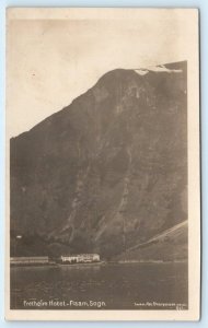 RPPC FLAAM, SOGN Norway ~ Distant View FRETHEIM HOTEL Real Photo Postcard