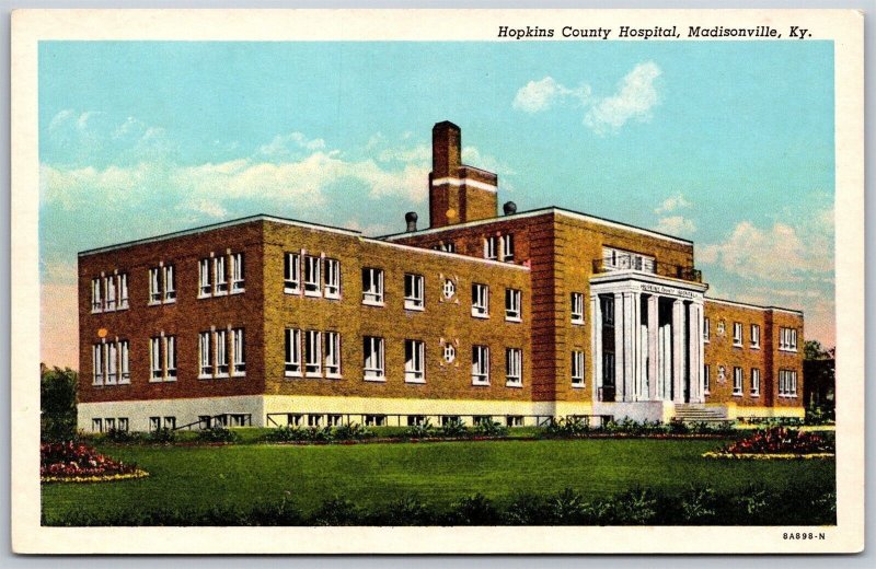 Vtg Madisonville Kentucky KY Hopkins County Hospital 1930s View Linen Postcard