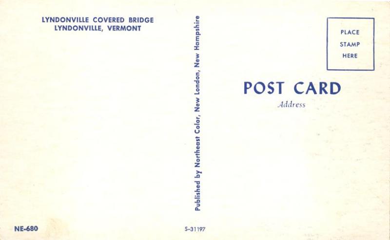 Lyndonville VT, Vermont Covered Bridge