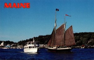 Maine Boothbay Harbor Old and New Windjammer Angelique Saialing P...