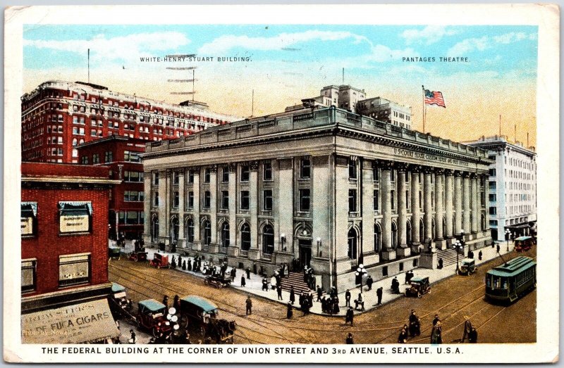 Seattle Washington WA, Federal Building at the Corner of Union Street, Postcard