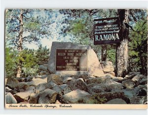 Postcard Grave Of Helen Hunt Jackson, Seven Falls, Colorado Springs, Colorado