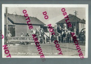 Sierra Madre CALIFORNIA RPPC c1910 BASEBALL TEAM Banner DEPOT? Flower Festival