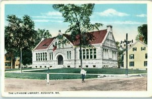 The Lithgow Library Augusta Maine Vintage Postcard