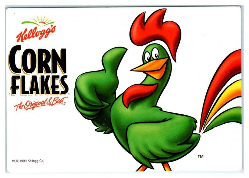 KELLOGG'S CORN FLAKES Advertising Corny CORNELIUS ROOSTER 4x6 1999 Postcard