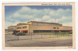 Municipal Airport Sioux Falls South Dakota linen postcard