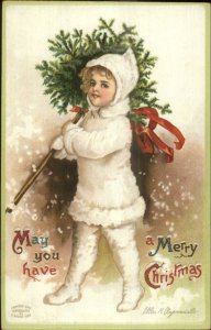 Ellen Clapsaddle Christmas - Child in Snow Suit c1910 Embossed Postcard