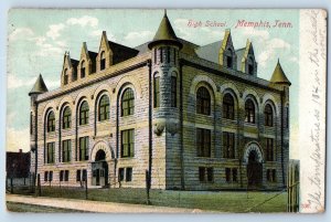 Memphis Tennessee TN Postcard High School Building Exterior Scene 1908 Antique