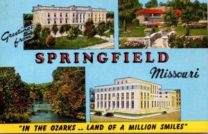 Missouri Springfield Greetings With Multi View Greene County Court House Post...