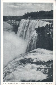 The American Falls from Goat Island, Niagara, New York Postcard 1943