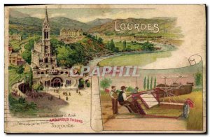 Old Postcard Advertisement Lourdes L & # 39Alouette moisonneuse Combine Frere...