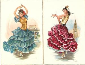 \Flamenco Dancer\   Twovery nice spanish Postcard