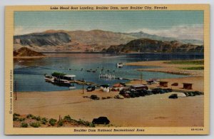 NV Lake Mead Boat Landing Boulder Dam Nr Boulder City Nevada Linen Postcard O29