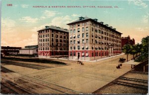Postcard VA Roanoke Norfolk & Western General Offices Railroad Tracks ~1910 S113