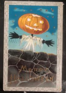 1912 Marshall Town IA Usa Picture Postcard PPC Cover Merry Halloween Pumpkin