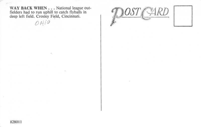 Crosley Field Stadium Baseball Players View Postcard Backing 