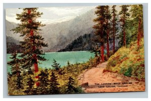 Vintage 1910's Postcard Lovers Walk Lake Louise Banff National Park Alberta