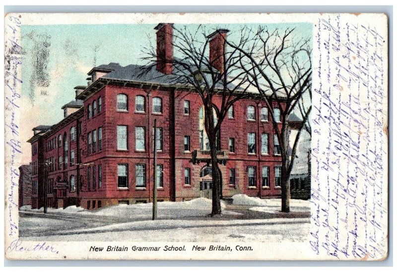 New Britain Connecticut Postcard New Britain Grammar School 1906 Vintage Antique