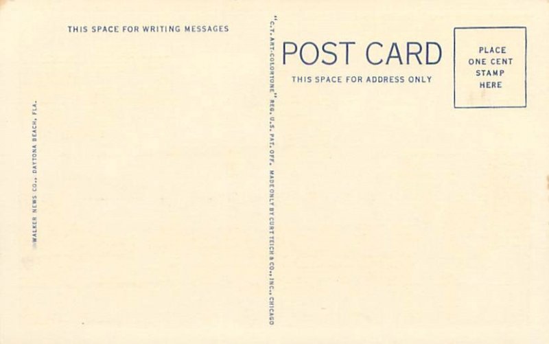 Daytona Beach Florida Post Office from Waterfront Park Linen Postcard Unused