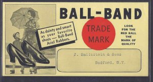 Ca 1940 BLOTTER FOR BALL BAND LADIES SHOES MAILED TO BEDFORD NY, EXCELLENT