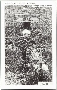 Grave and Marker on Boot Hill Dodge City KS 2 Gun Jim Vintage Postcard C19