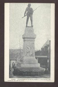 LYNCHBURG VIRGINIA CONFEDERATE MONUMENT CIVIL WAR 1906 VINTAGE POSTCARD