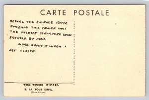Eiffel Tower  Paris  France    Postcard