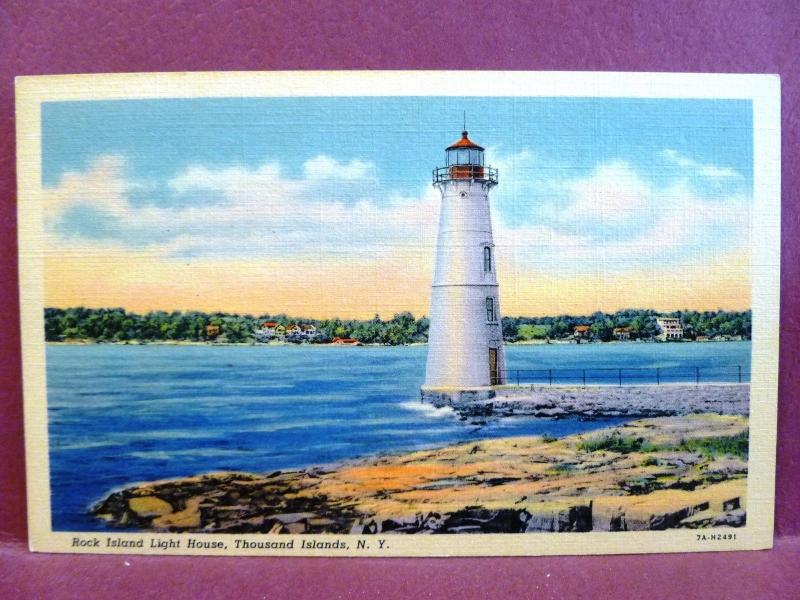 Postcard NY Thousand Islands Rock Island Light House