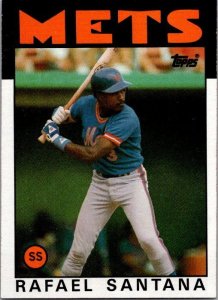 1986 Topps Baseball Card Rafael Santana New York Mets sk10712