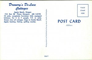 Drewery's Deluxe Cottages Agate Beach Oregon OR UNP Chrome Postcard 